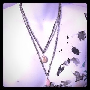 Banana Republic Multichain Necklace w/Pinkstone